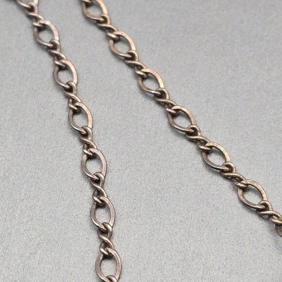 VTG Artisian Necklace Sterling Silver Cobalt Blue & Orange Beaded Necklace 16" - Picture 7 of 11